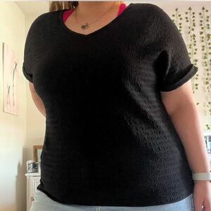 Black V-Neck Blouse Size Large/XL